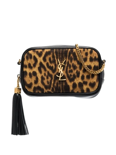 Saint Laurent Toy Lou Leopard-print Leather Mini Bag In Brown