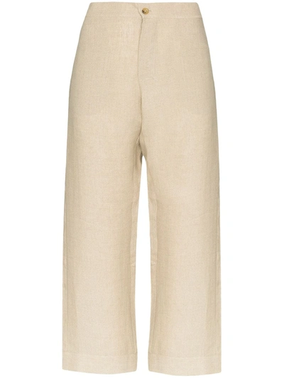 Asceno Antibes Cropped Wide-leg Trousers In Neutrals