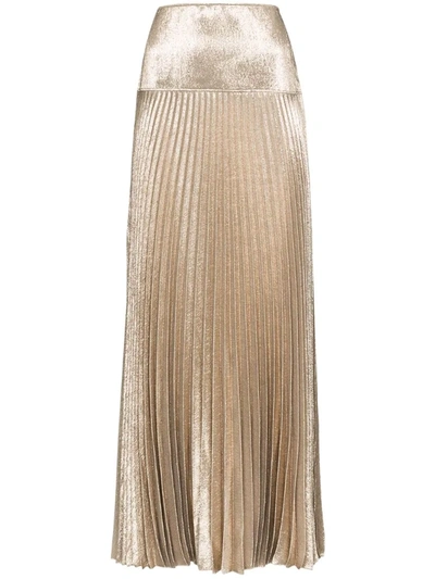 Chloé Metallic Plissé Silk-blend Maxi Skirt In Gold
