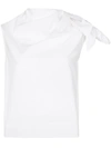 Ganni Double-bow Sleeveless Top In White