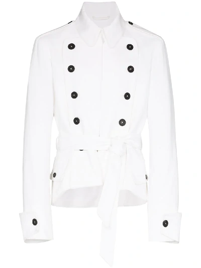 Ann Demeulemeester Double-breasted Military Jacket In White