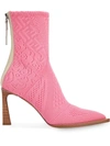 Fendi Pink Fframe 85 Jacquard Ankle Boots