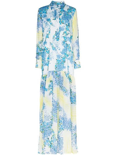 All Things Mochi Alona Floral Print Maxi Dress In Blue