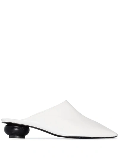 Low Classic White Square Toe Leather Mules
