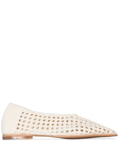 Low Classic Woven-style Ballerina Shoes In White