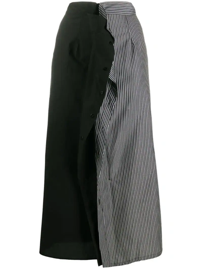 MM6 Black Paneled Midi Skirt