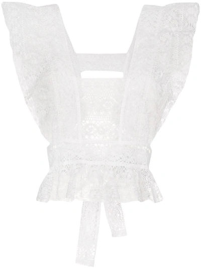 Masterpeace Lace Ruffle Top In White