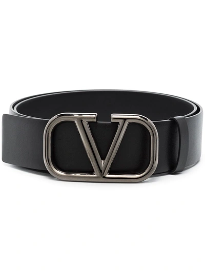 Valentino Garavani Black Vlogo Leather Belt