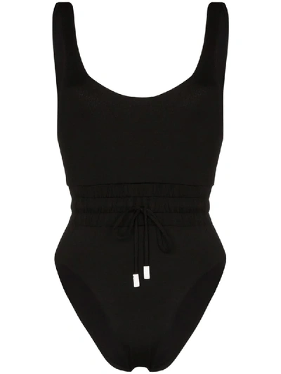 Les Girls Les Boys Drawcord Waistband Swimsuit In Black