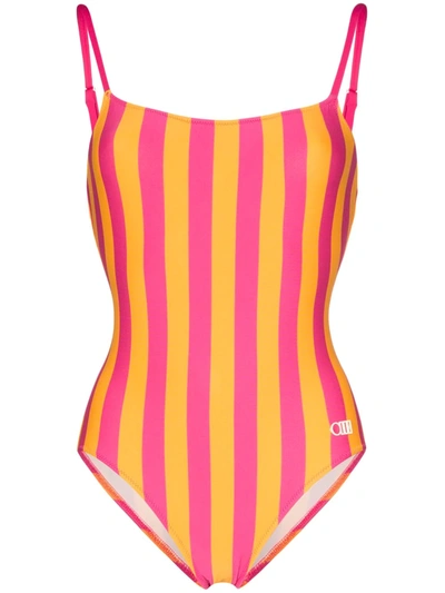 Solid & Striped Nina Striped Swimsuit In Pink