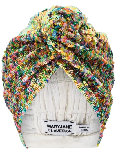 Mary Jane Claverol Multicoloured Adele Sequin Hair Turban In Pink