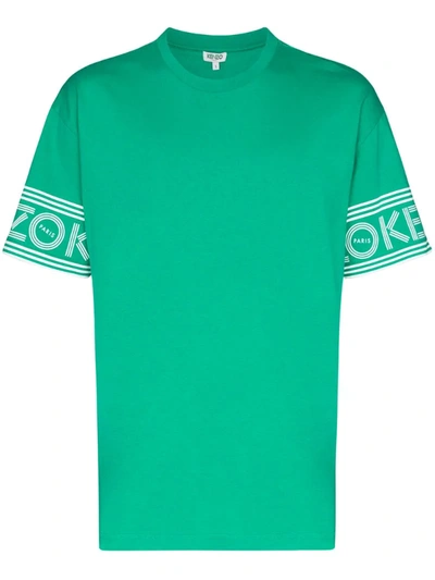 Kenzo Logo Sleeve Cotton T-shirt In Green