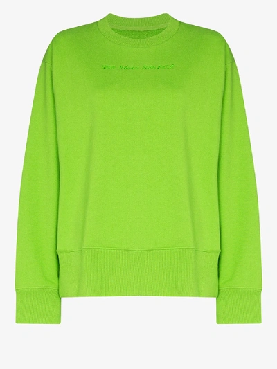 Mm6 Maison Margiela Embroidered Logo Cutout Cotton Sweater In Green