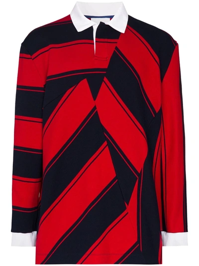 Koché Striped Long-sleeve Polo Shirt In Blue