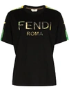 Fendi Embroidered Logo T-shirt In Black
