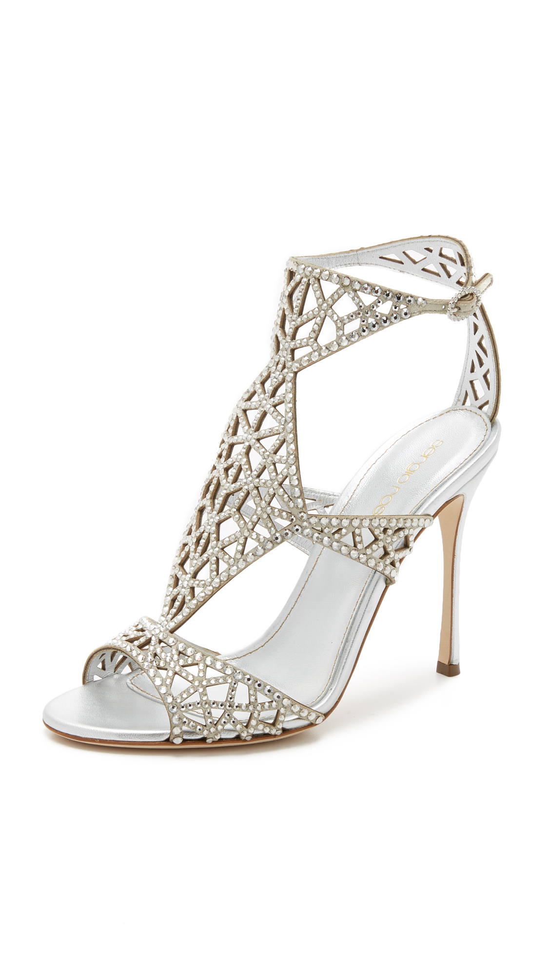 Sergio Rossi Tresor Swarovski Crystal Sandals In Серебристый | ModeSens