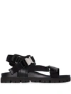 Prada Black Classic Buckle Leather Sandals