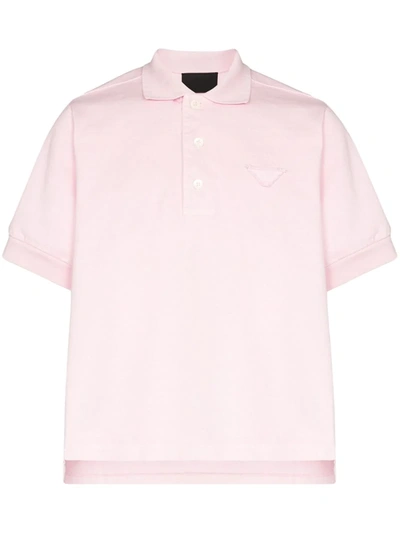 Prada Pink Logo Patch Cotton Polo Shirt