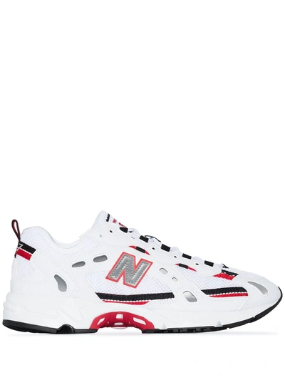 New Balance White, Red And Black Ml827 Low Top Sneakers