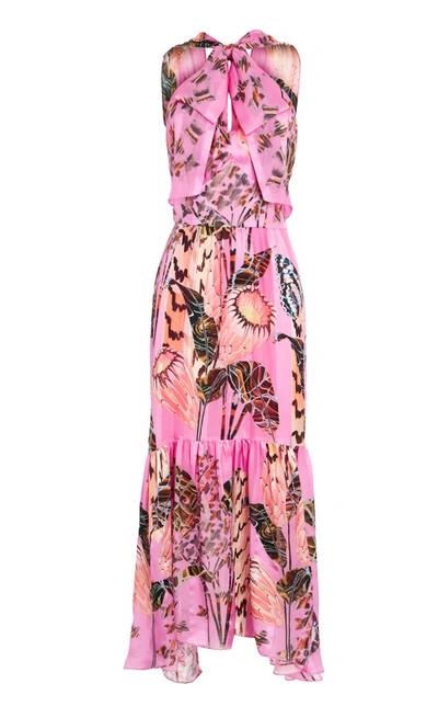 Temperley London Harmony Print Tie Dress, French Rose Mix, Uk6