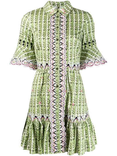 Temperley London Poet Short Dress, Olive Mix, Uk8 In Green