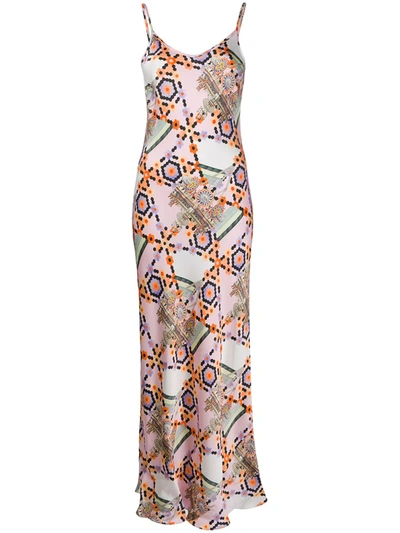 Temperley London Vivean Geometric-print Satin Dress In Pink