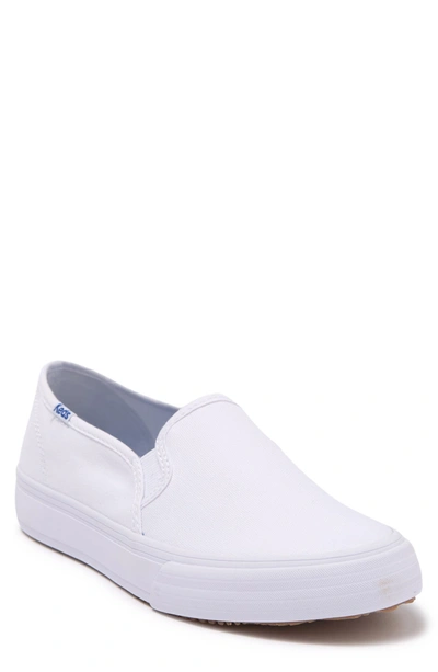 Keds Â® Double Decker Slip-on Sneakers - Canvas - White - 6 1/2 M - 100% Cotton Talbots