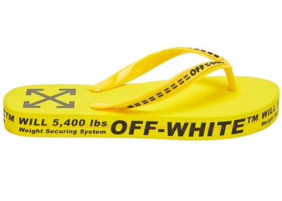 Pre-owned Off-white  Logo Typographic Flip Flop Yellow Ss20
