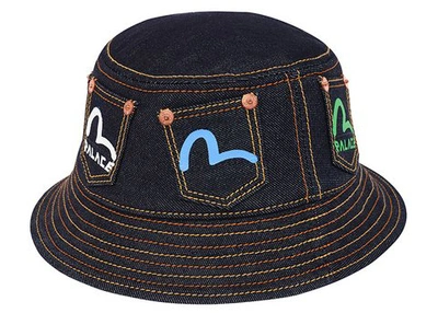 Pre-owned Palace  Evisu Bucket Hat Indigo