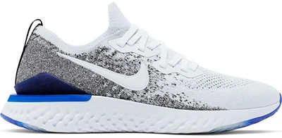 Pre-owned Nike Epic React Flyknit 2 White Black Racer Blue In  White/white-black-racer Blue | ModeSens