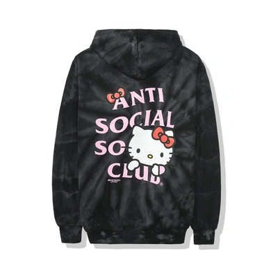 Pre-owned Anti Social Social Club X Hello Kitty Hoodie (fw19) Black Tie Dye