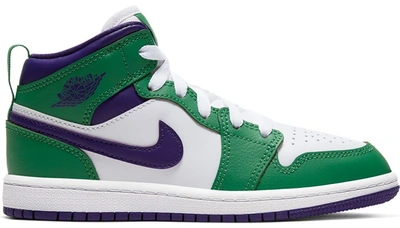 Pre-owned Jordan 1 Mid Incredible Hulk (ps) In Aloe Verde/white-court Purple