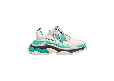 Pre-owned Balenciaga Balencaiga Triple S White Grey Turquoise (women's) |  ModeSens