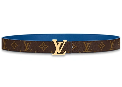 Pre-owned Louis Vuitton  Lv Escale Lv Initiales Reversible Belt 30mm Blue
