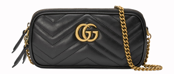 gg marmont mini chain bag black