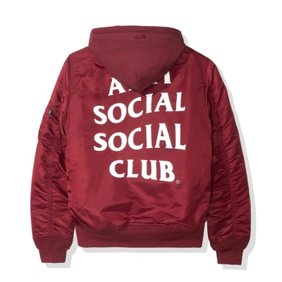 Pre-owned Anti Social Social Club Smog Ma1 Alpha Jacket (fw19) Burgundy