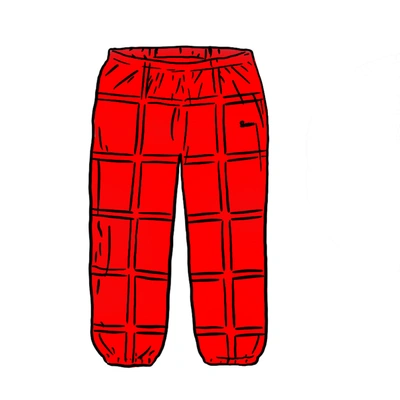 Pre-owned Supreme  Grid Taping Velour Pant Red