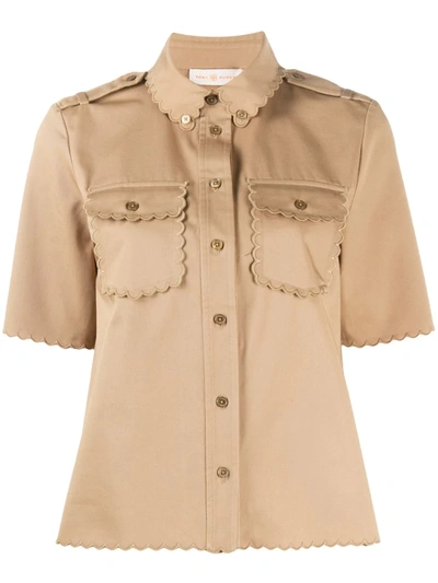 Tory Burch Twill Safari Shirt In Brown