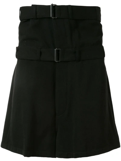 Ann Demeulemeester Double Belt Bermuda Shorts In Black