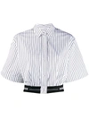 Msgm Elastic-hem Striped Crop Shirt In White