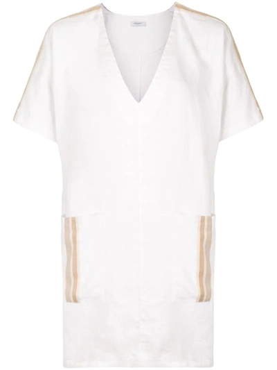 Venroy Patch-pocket V-neck Dress In White
