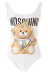 Moschino Frame Teddy Bear Swimsuit In White,yellow