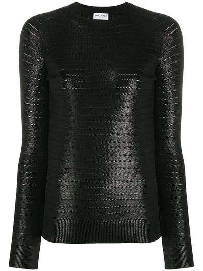Saint Laurent Lamé-effect Knitted Jumper In Black