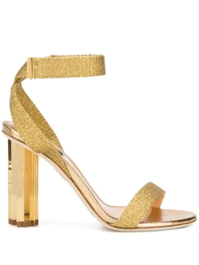 Dsquared2 High Heel Leather Sandals In Gold