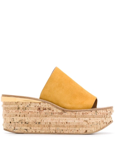 Chloé Camille Wedge Mules In Yellow