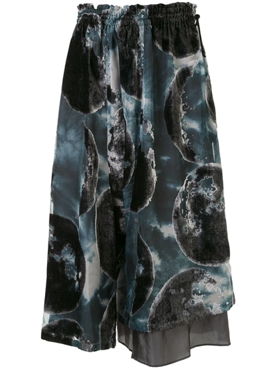 Y's Moon Print Midi Skirt In Black