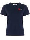 Comme Des Garçons Play Logo Embroidered Crew Neck T-shirt In Blue