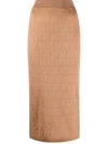 Fendi Ff Motif Knitted Skirt In Brown