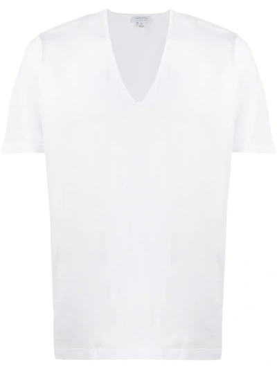 Sunspel V-neck T-shirt In White