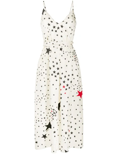 Valentino Star Print Midi Dress In White